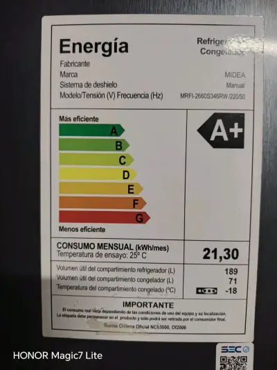 Refrigerador Midea con Congelador Inferior A+ - miniatura 1