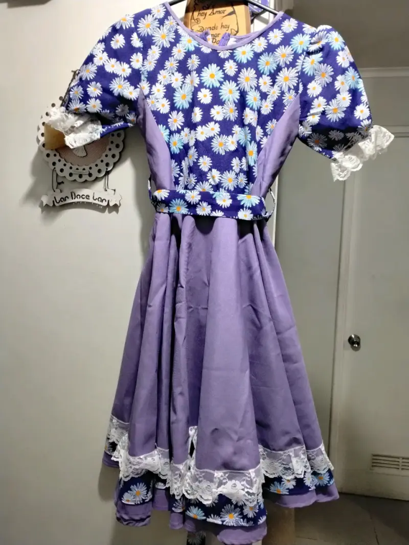Vestido vintage floral rosa y blanco - 2