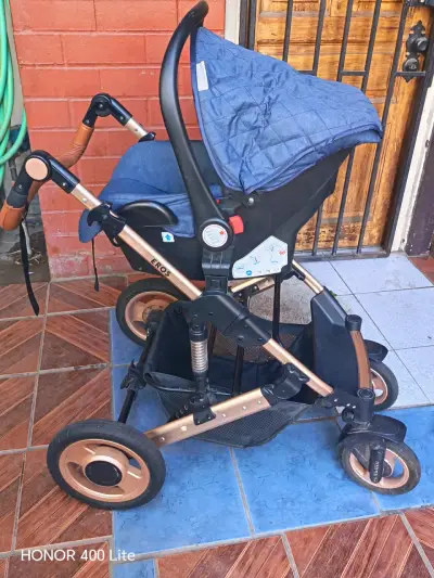 Coche de bebé Eros azul plegable - miniatura 1