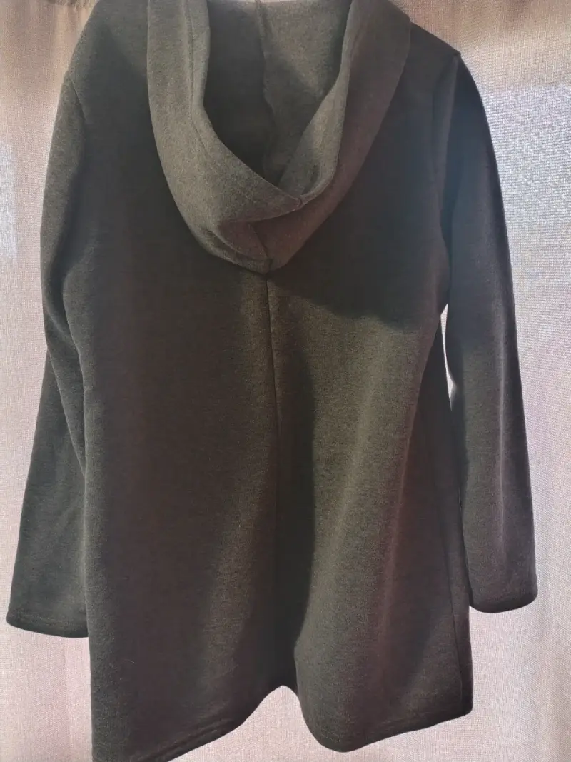 Abrigo de lana gris con capucha y cierre - 3