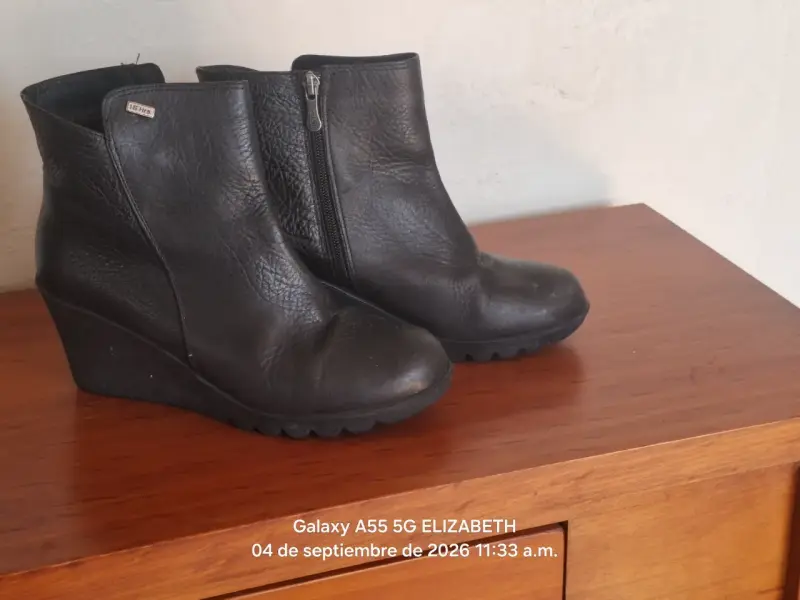 Botines de cuero negro con plataforma - 2
