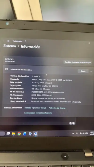 Laptop Lenovo ThinkPad T490s Intel Core i5 8GB RAM - miniatura 5