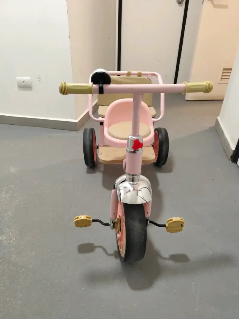 Triciclo infantil rosa con canasto trasero - 3