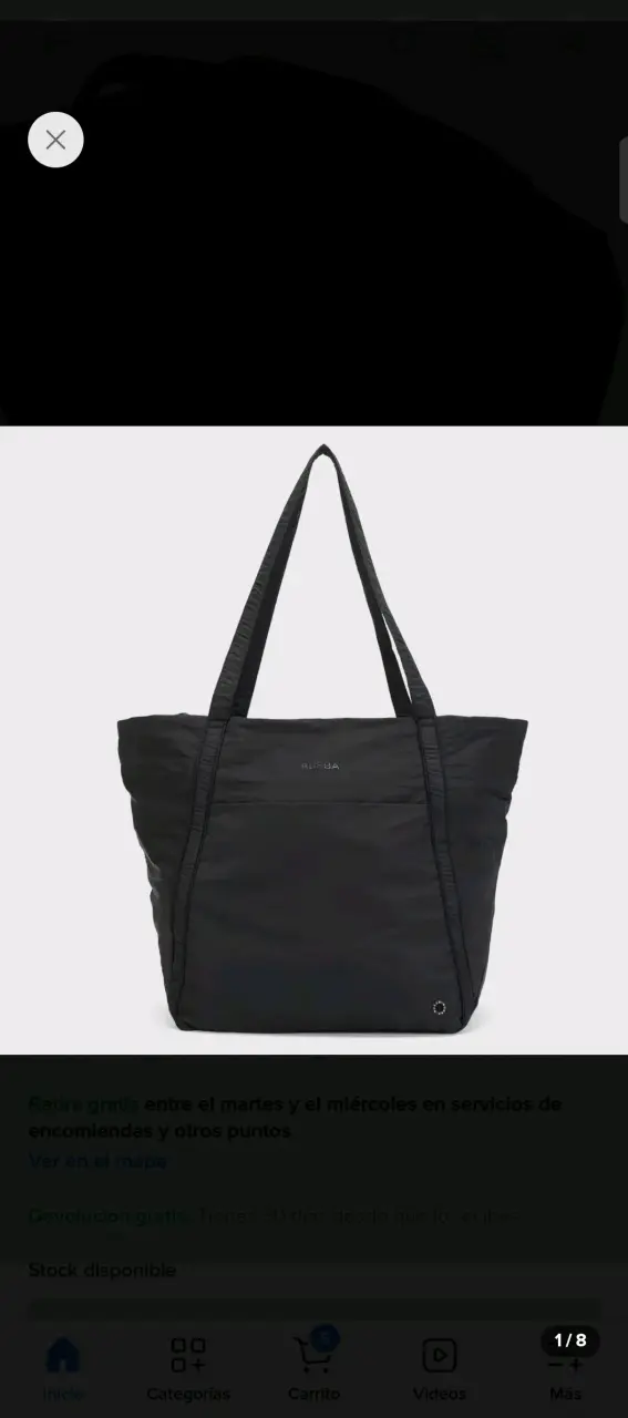 Bolso tote negro Bubba de nylon con cierre - 1