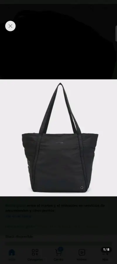 Bolso tote negro Bubba de nylon con cierre - miniatura 1