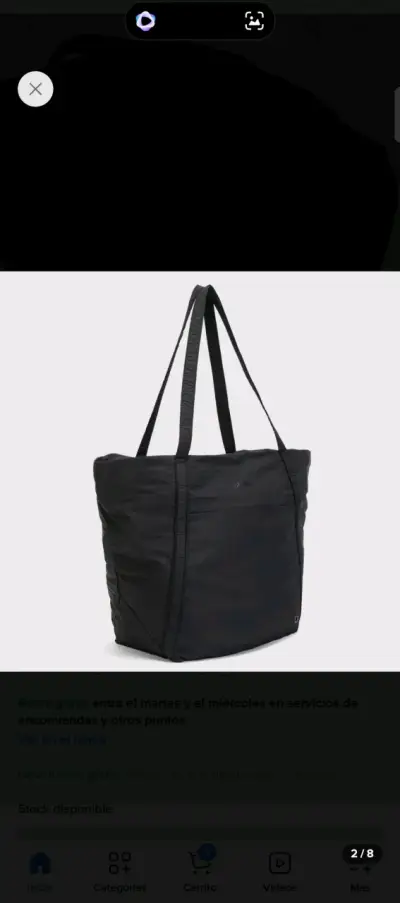 Bolso tote negro Bubba de nylon con cierre - miniatura 2
