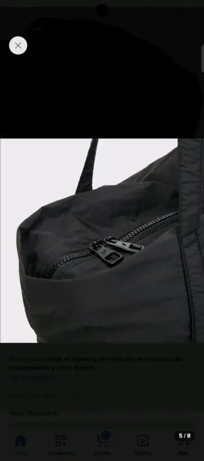 Bolso tote negro Bubba de nylon con cierre - miniatura 3