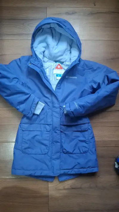 Chaqueta impermeable lila Columbia para niña - miniatura 1