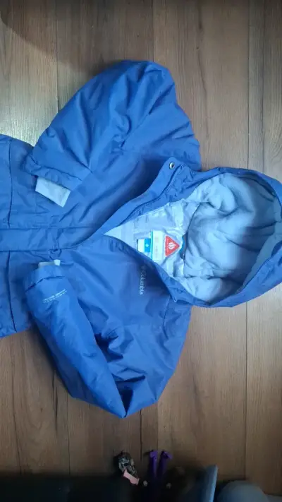 Chaqueta impermeable lila Columbia para niña - miniatura 3