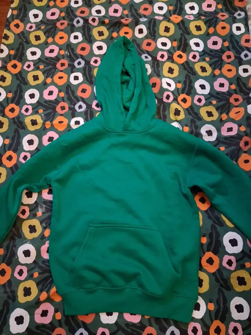 Polerón verde con capucha unisex XXS
