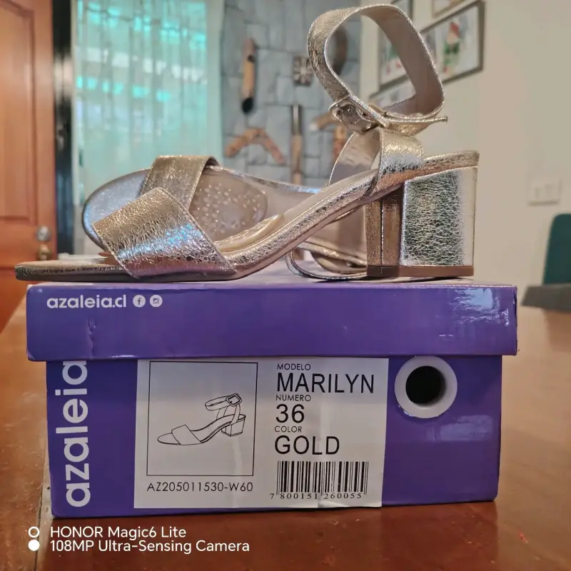 Sandalias de Tacón Doradas Azaleia Marilyn - 3