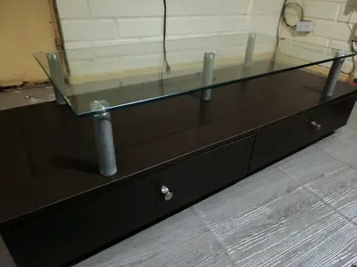 Rack de Vidrio y Madera con Cajones - miniatura 1