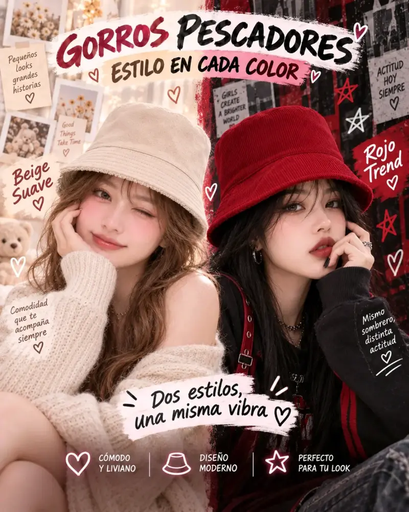 2x $5,000 gorros pescadores estilo moderno - 1