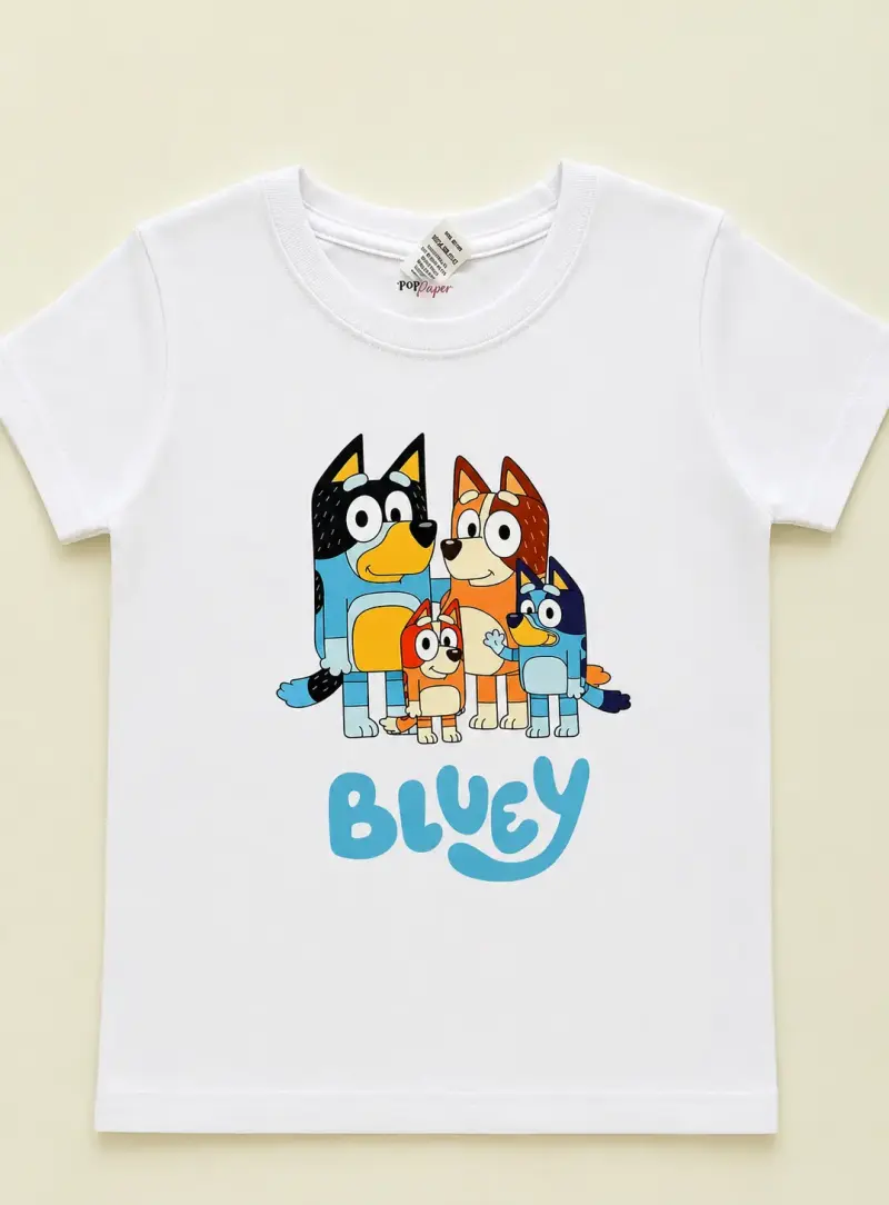 Polera infantil Bluey blanca con estampado