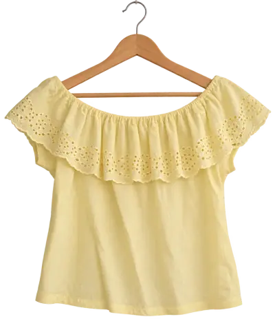 Blusa Amarilla con Encaje Inglés para Mujer - miniatura 2