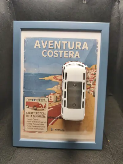 Cuadro Decorativo Aventura Costera con Miniatura de Camioneta - miniatura 1