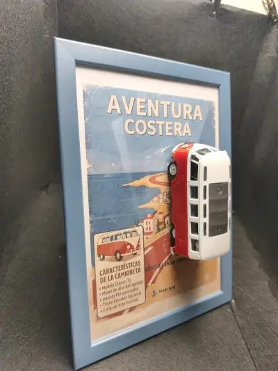 Cuadro Decorativo Aventura Costera con Miniatura de Camioneta - miniatura 2