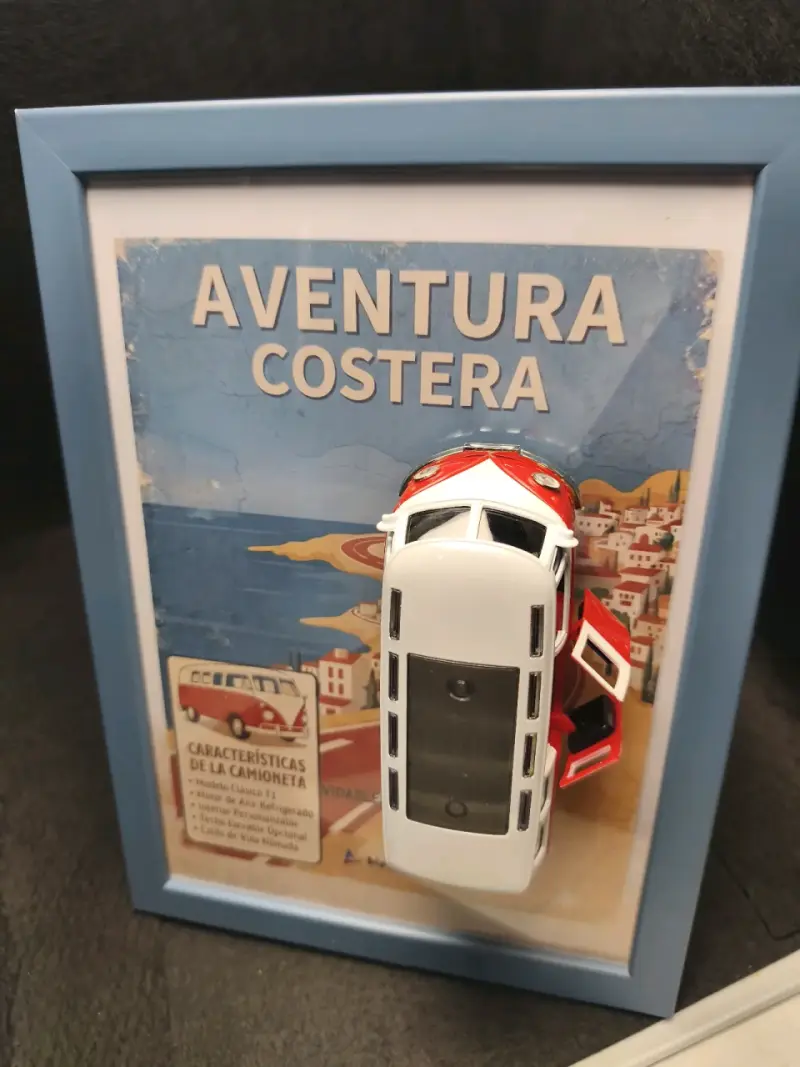 Cuadro Decorativo Aventura Costera con Miniatura de Camioneta - 5