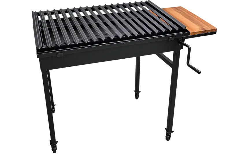 Parrilla de acero con manivela y mesa lateral - 1