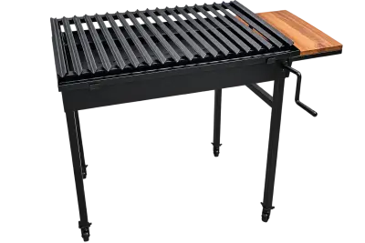 Parrilla de acero con manivela y mesa lateral - miniatura 1