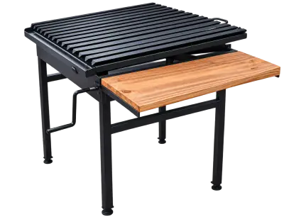 Parrilla de acero con manivela y mesa lateral - miniatura 2