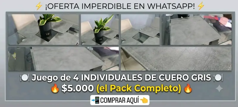Juego de 4 individuales de cuero gris - 1