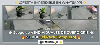 Juego de 4 individuales de cuero gris - miniatura 1