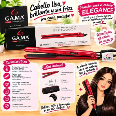 Plancha para el cabello GAMA Elegance roja - miniatura 1