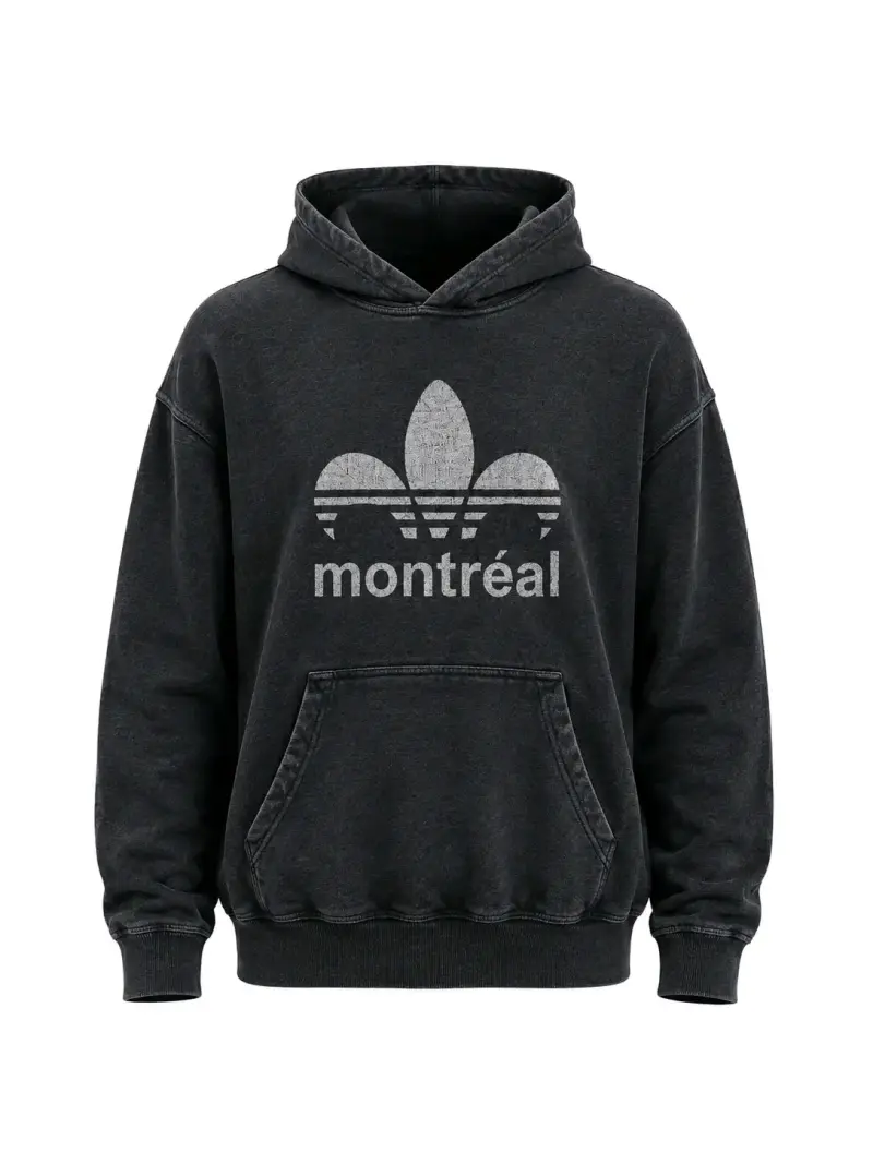 Polerón con capucha negro Montreal estilo vintage - 1