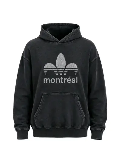 Polerón con capucha negro Montreal estilo vintage - miniatura 1