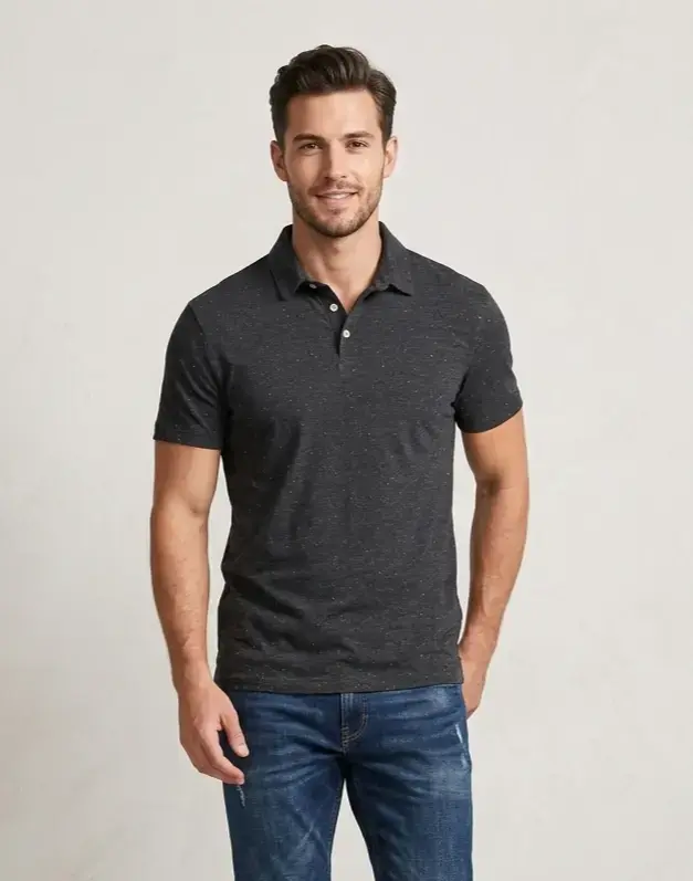 Polera cuello pique gris - 1