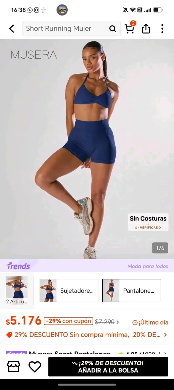 Shorts deportivos azul Musera - 5