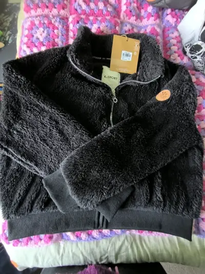 Chaqueta de felpa negra K-Sport con cierre - miniatura 1