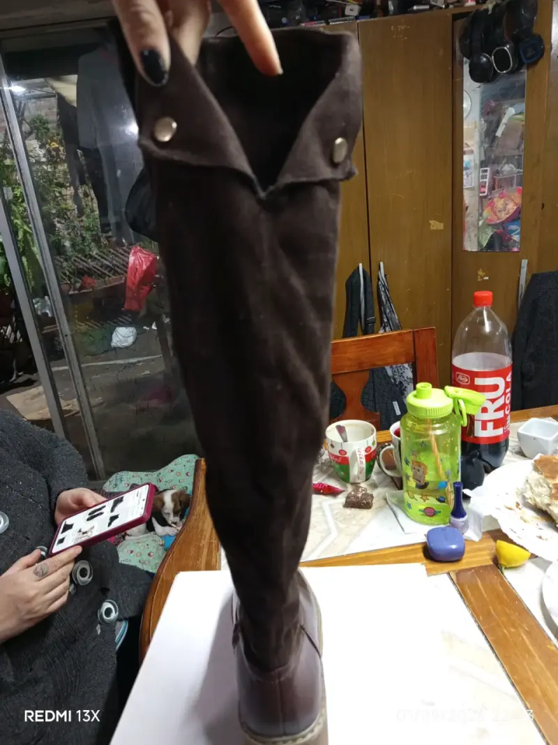 Botas de cuero marrón con tacón alto - 4
