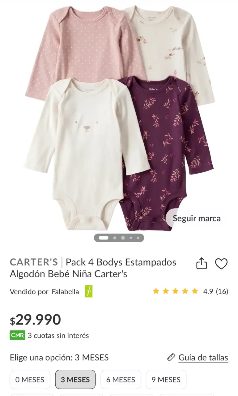 Set de 4 bodies de algodón para bebé Carter's - 5