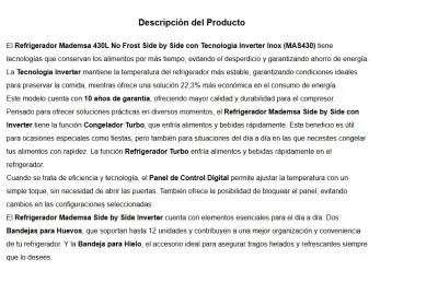 Refrigerador Side by Side Madensa Inoxidable - miniatura 6