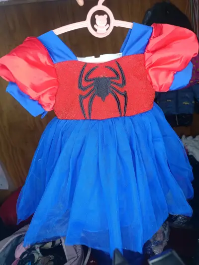 Disfraz de niña estilo Spider-Man azul y rojo - miniatura 1