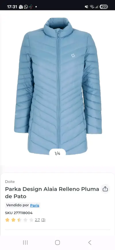 Parka Doite para mujer con relleno de pluma - miniatura 3