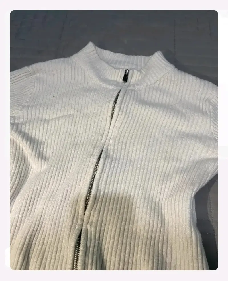 Chaqueta de punto blanca con cierre - 1