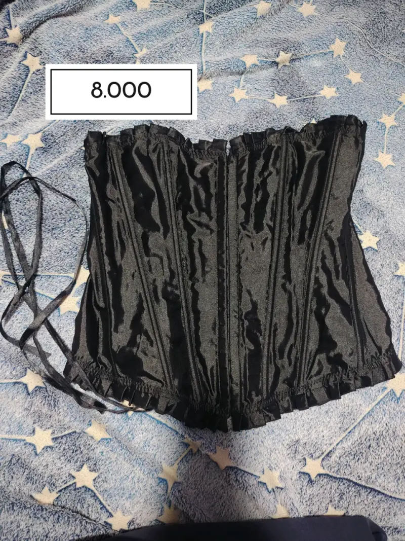 Corset negro elegante con cintas ajustables - 1