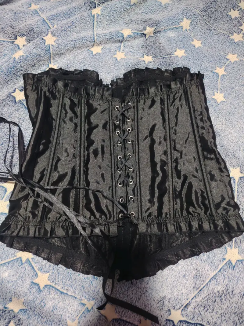 Corset negro elegante con cintas ajustables - 2