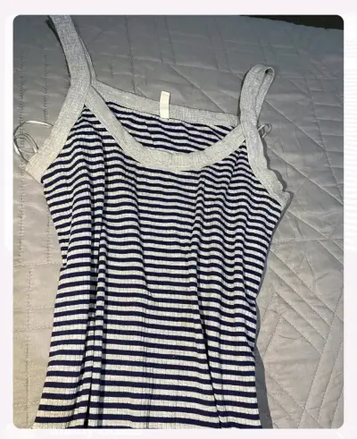Polera de tirantes a rayas azul y gris - miniatura 1