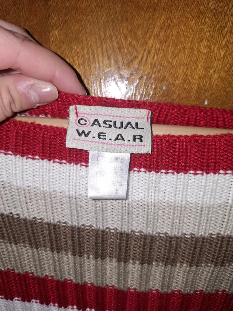 Suéter a rayas rojo y beige Casual Wear - 3