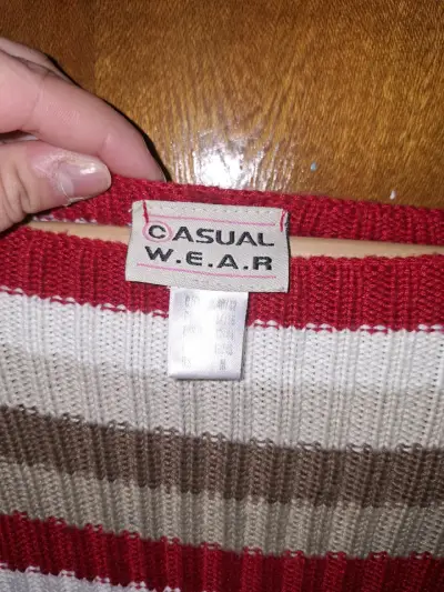 Suéter a rayas rojo y beige Casual Wear - miniatura 3