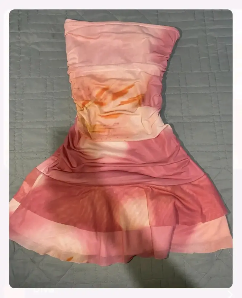 Vestido corto strapless degradado rosa - 1