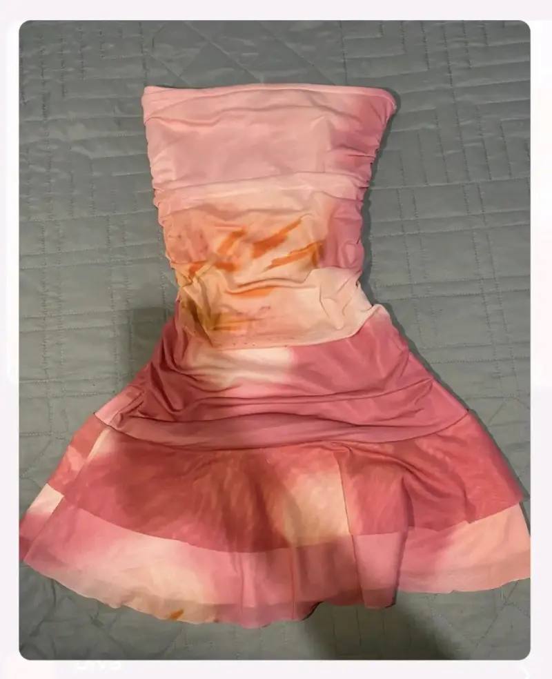 Vestido corto strapless degradado rosa - 2