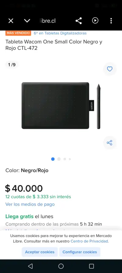 Tableta Wacom One Small Negra y Roja - miniatura 4