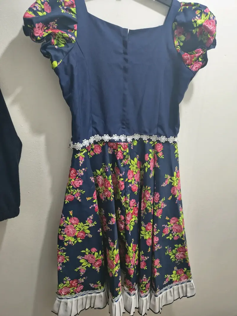 Vestido de cueca floral azul - 2