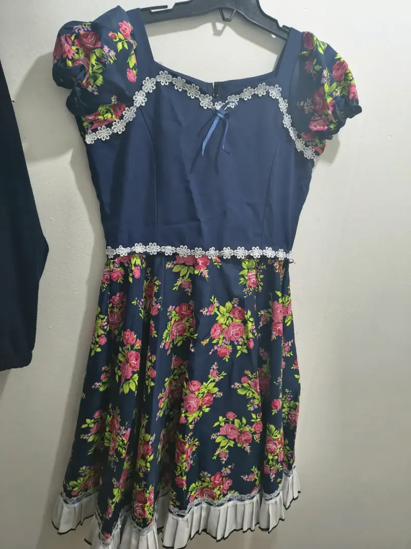 Vestido de cueca floral azul - 4