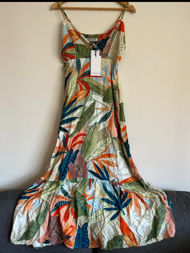 Vestido largo estampado tropical Basement - 1